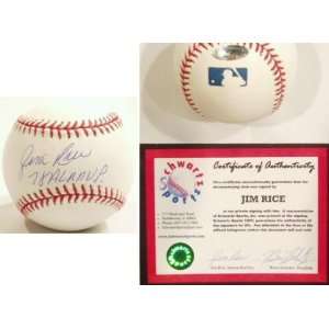  Jim Rice Signed MLB Baseball w/78 AL MVP: Sports 