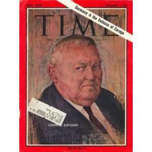  Ludwig Erhard Hand Signed 1963 Time Mag Cover Jsa Coa 
