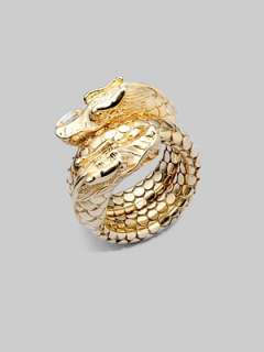 John Hardy   18K Gold Naga Head Coil Ring    
