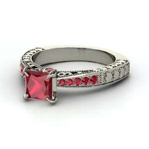  Megan Ring, Princess Ruby 14K White Gold Ring Jewelry