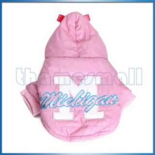Pet Dog Hoodie Hooded Winter Coat Clothing Apparel w/ Bow on the Hood 