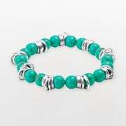 Sterling Silver Simulated Turquoise Stretch Bracelet