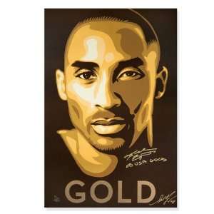  Kobe Bryant and Shepard Fairey Autographed Gold 