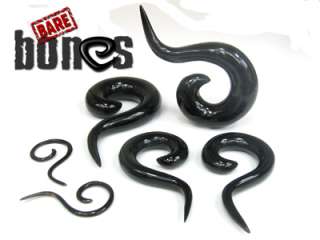   Pair of Horn Organic Body Jewelry Tail Spirals Gauges Earrings  