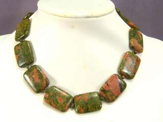   necklace is made from around 12 pieces of unakite gemstones the stones