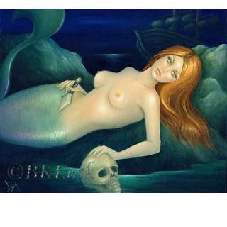 MEDIUM Signed Print Dark Mermaid Goth Siren Lowbrow Art  