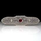 Antique White Gold 0.50ctw Ruby Diamond Brooch Pin
