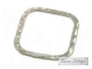 Karen Hill Tribe Silver Hammered Flat Square Ring Bead, 30mm  