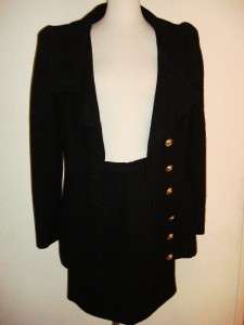 Fe Zandi Beverly Hills Black Blazer Wool suit Jacket skirt set large 