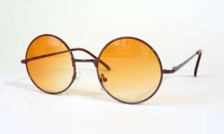 Brown Tan Hippie Festival Retro Sunglasses Round Frame  