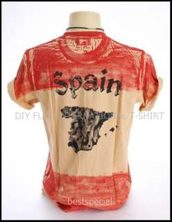 New Indie Rock Diy Dye Spain Flag Men T Shirt Sz S XL  