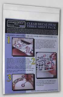 INKJET PRINTER CLEAR DECAL Film #122   3 Pack   NEW  