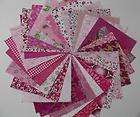 20 4 Cotton Fabric Quilt Squares Pinks 4 Inch Prints Dark Pastel Pink 