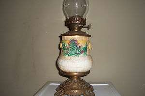 ANTIQUE 1890 CLIMAX BRASS OIL KEROSENE LAMP CERAMIC BASE AWESOME 12 7 