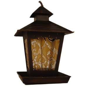 Attractive Hand Stained Glass And Metal Bird Feeder  