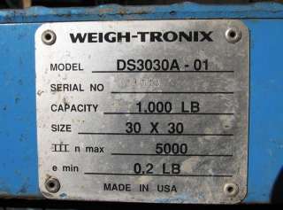 1,000 LB CAPACITY WEIGH TRONIX PLATFORM SCALE USED  