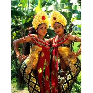  Golden Dancers in Traditional Dress, Bali, Indonesia 