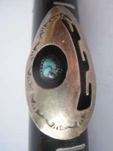 VINTAGE SOUTHWESTERN LARGE 29mm SILVER TURQUOISE CARVED SHADOWBOX RING 