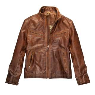 Timberland Mens Stratham Leather Bomber Jacket  
