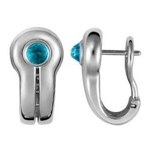  18k White Gold and Blue Topaz Earrings Jewelry
