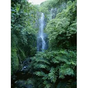 One Hundred Foot Wailua Falls Near Oheo, Hana Coast, Maui, Hawaii, USA 