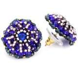 Miguel Ases Blue Quartz and Swarovski Button Earrings