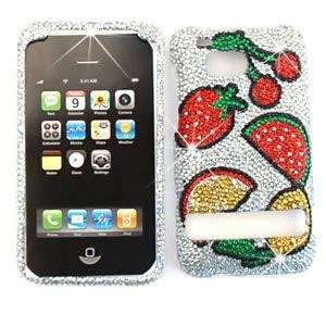   Rhinestone / Bling Fruits on White HARD PROTECTOR COVER CASE / SNAP ON