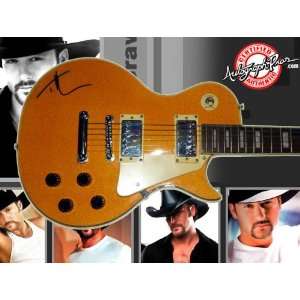 Tim McGraw Autographed Gold Country Guitar & Exact Video Proof