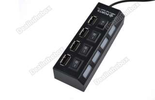 Mini 4 Port USB 2.0 High Speed HUB ON/OFF Sharing Switch For Laptop PC 
