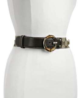 Gucci brown logo canvas G bamboo buckle belt  BLUEFLY up to 70% off 