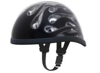 SILVER FLAMES Skull Cap Novelty Motorcycle Helmet [M]  