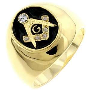  Enamel Masonic Ring, Gold, Mens Glitzs Jewelry