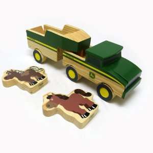  John Deere Wooden Truck & Trailer Set Toys & Games