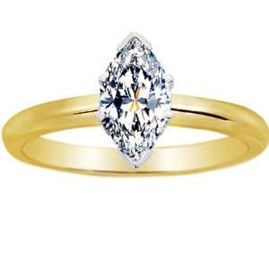 com 1/2 Carat 14K Yellow Gold Marquise Cut / Shape Solitaire Diamond 