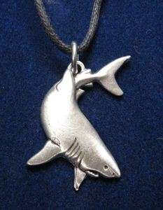 Shark Jewelry   Great White Shark Pewter Necklace / Pendant  