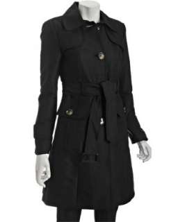 Kenneth Cole New York black cotton blend sateen belted trenchcoat 