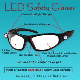 NEW LED Safety Glasses   Ultra Bright LEDS ANZI Z87.1  