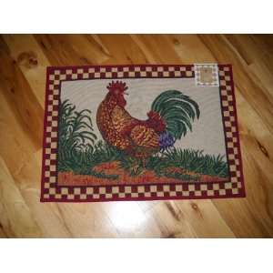   Check Rooster Kitchen Tapestry Throw Rug Accent Carpet