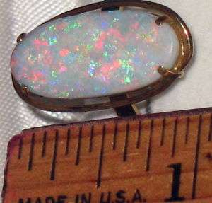 Australian Pinfire Opal ring 18k solid yellow gold  