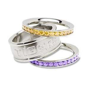  LSU Tigers Logo Crystal Stacked Ring Set Size 8 Sports 
