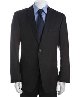 Zegna Z Zegna navy blue wool micro striped 2 button suit with flat 