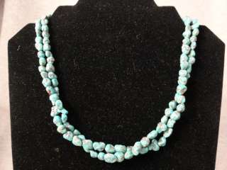   necklace Kingman turquoise silver bench beads Old Pawn Jewelry  