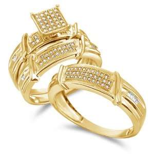  Mens and Ladies Couple His & Hers Trio 3 Three Ring Bridal Matching 