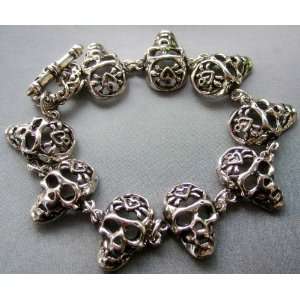  Mens Cool Alloy Metal 9 Skulls Beads Bracelet Everything 