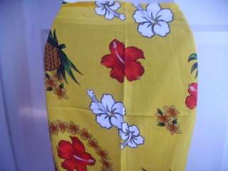   FLORAL SHORT COVER UP SCARF FRINGE GOLD RED PINEAPPLE XS S M  