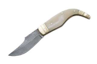 DAMASCUS NAVAJA FOLDER   BONE Pocket Knife Box 3 DM 1004 BO 
