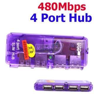 USB 4 Port High Speed Hub Splitter Cable Adapter  