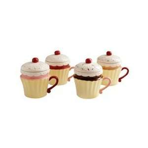   Red Velvet Covered Cupcake Mugs, Set of 4
