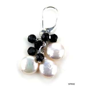  Facet Onyx and Pearl Earrings Jewelry