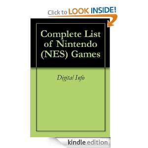 Complete List of Nintendo (NES) Games Digital Info  